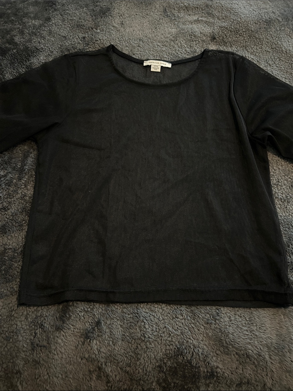 Black Lightweight Sheer Top - American Eagle